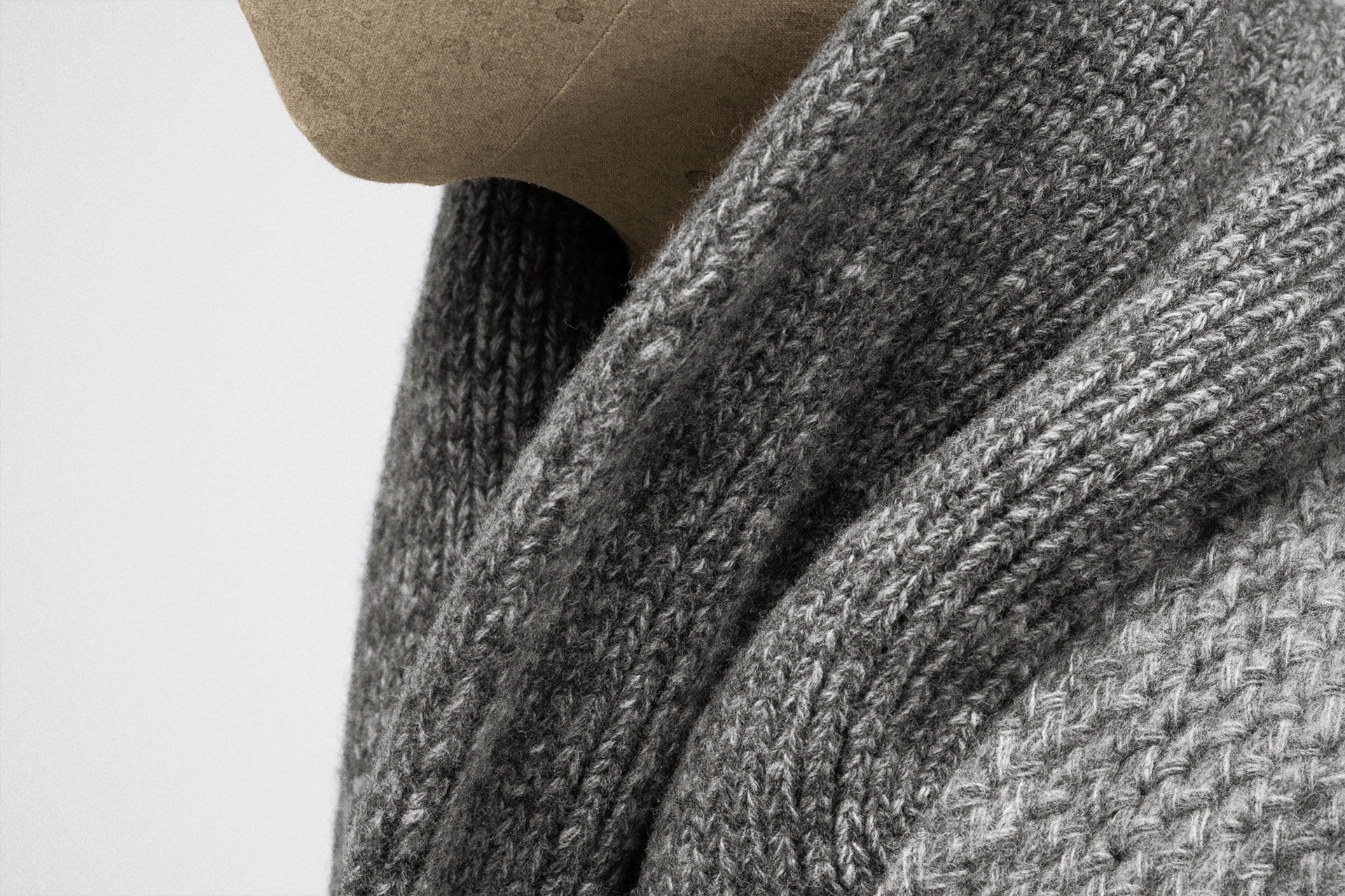Shawl cardigan in superfine lambswool in ash grey — S.E.H Kelly