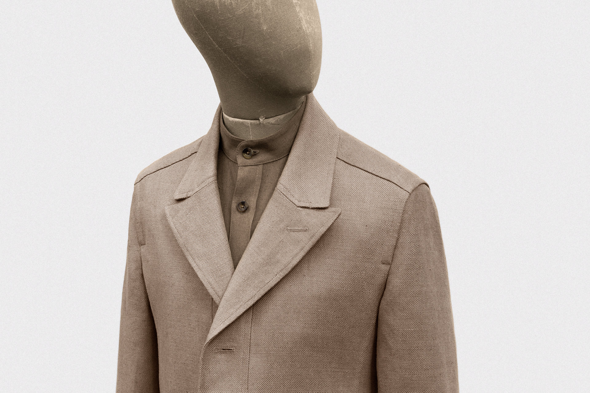 Shopcoat in cotton-linen hopsack in malt — S.E.H Kelly