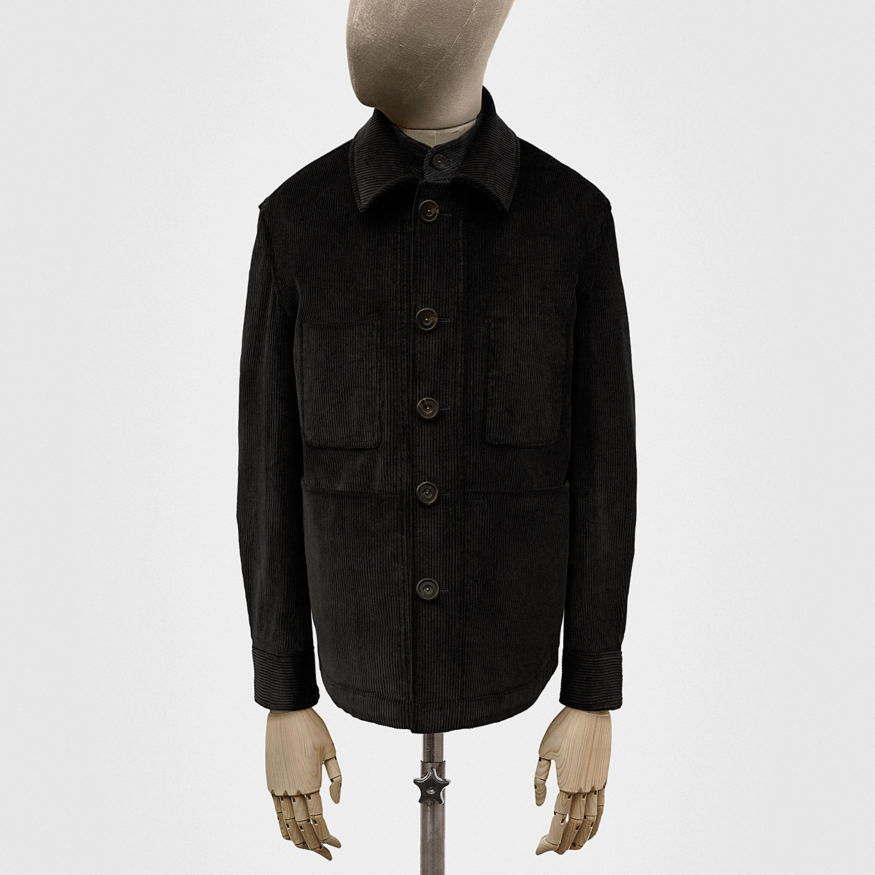 Work jacket in heavy corduroy in black — S.E.H Kelly