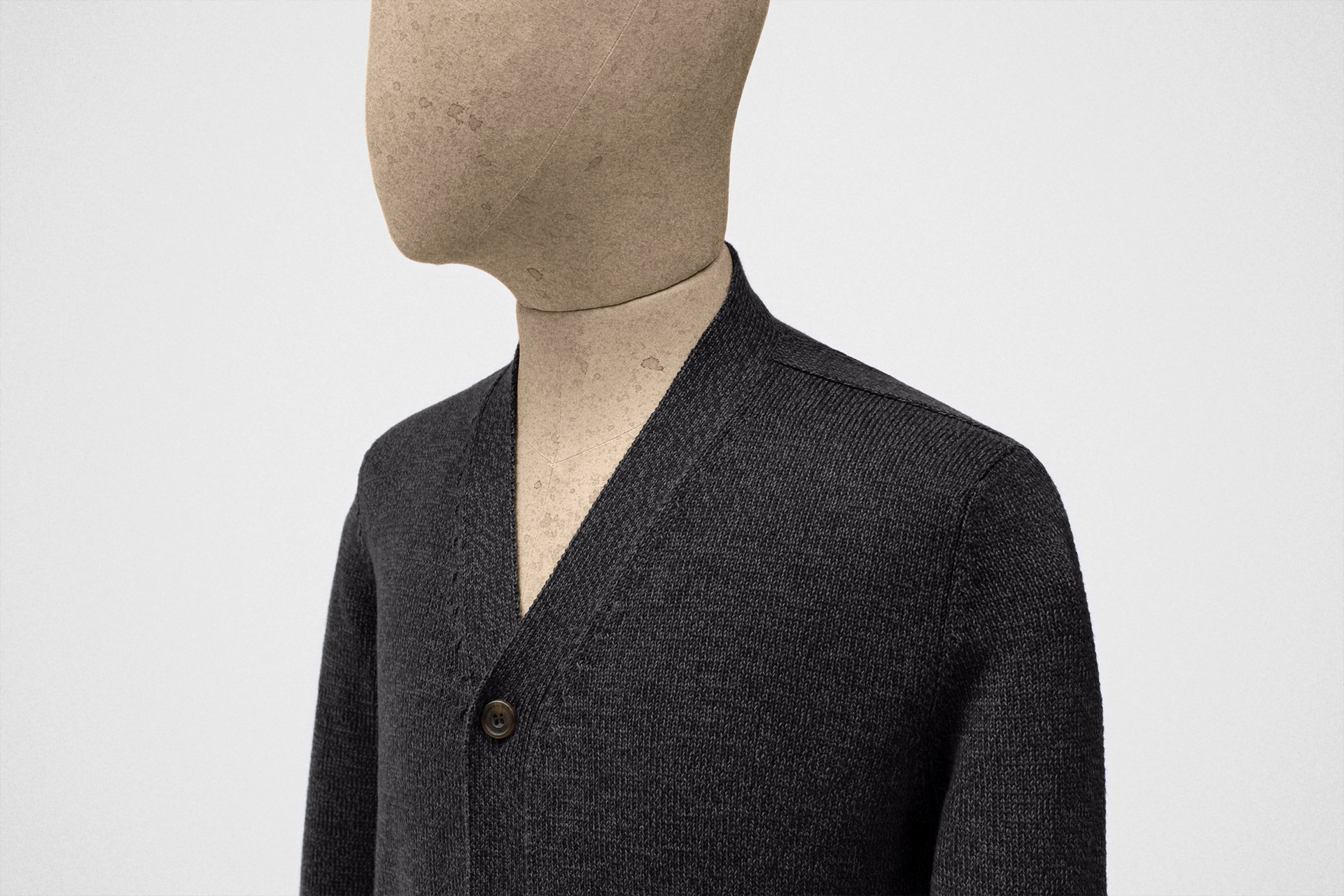 英国限定 S.E.H KELLY COTTON KNIT CARDIGAN Cardigan in ring-spun cotton in soot — S.E.H Kelly
